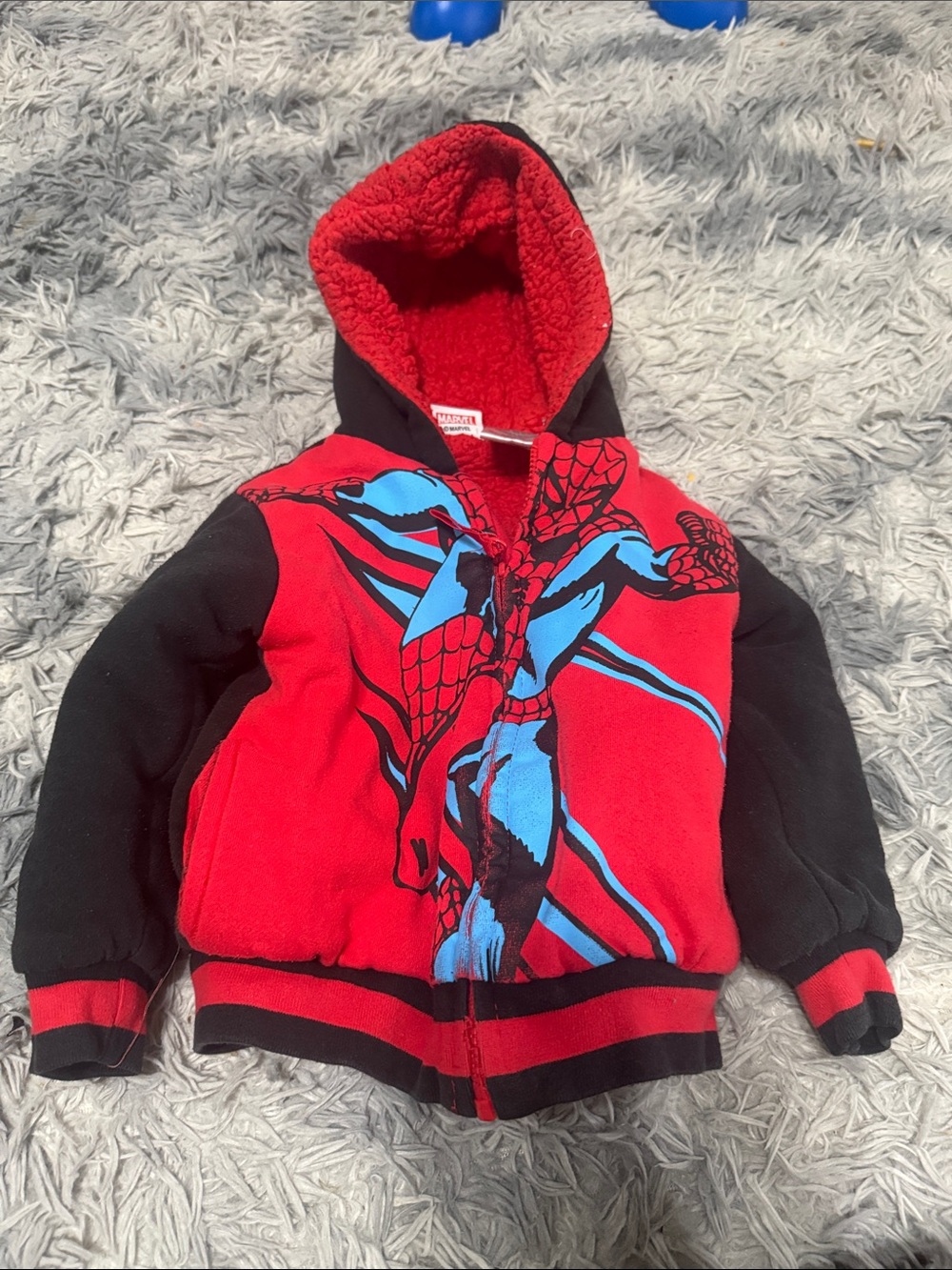 Marvel Red & Black Spider-Man Hoodie with Blue Graphic